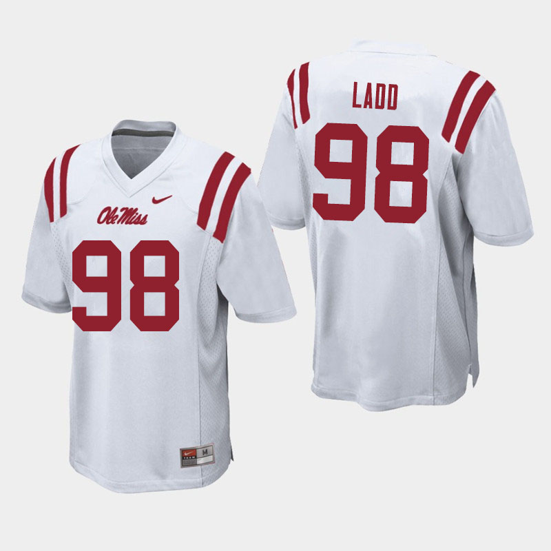 Men #98 Clayton Ladd Ole Miss Rebels College Football Jerseys Sale-White